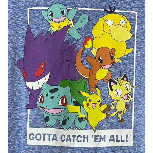Pokemon Graphic Heather Blue T-Shirt "Gotta Catch Em All" Design Womens Size M - Picture 1 of 5